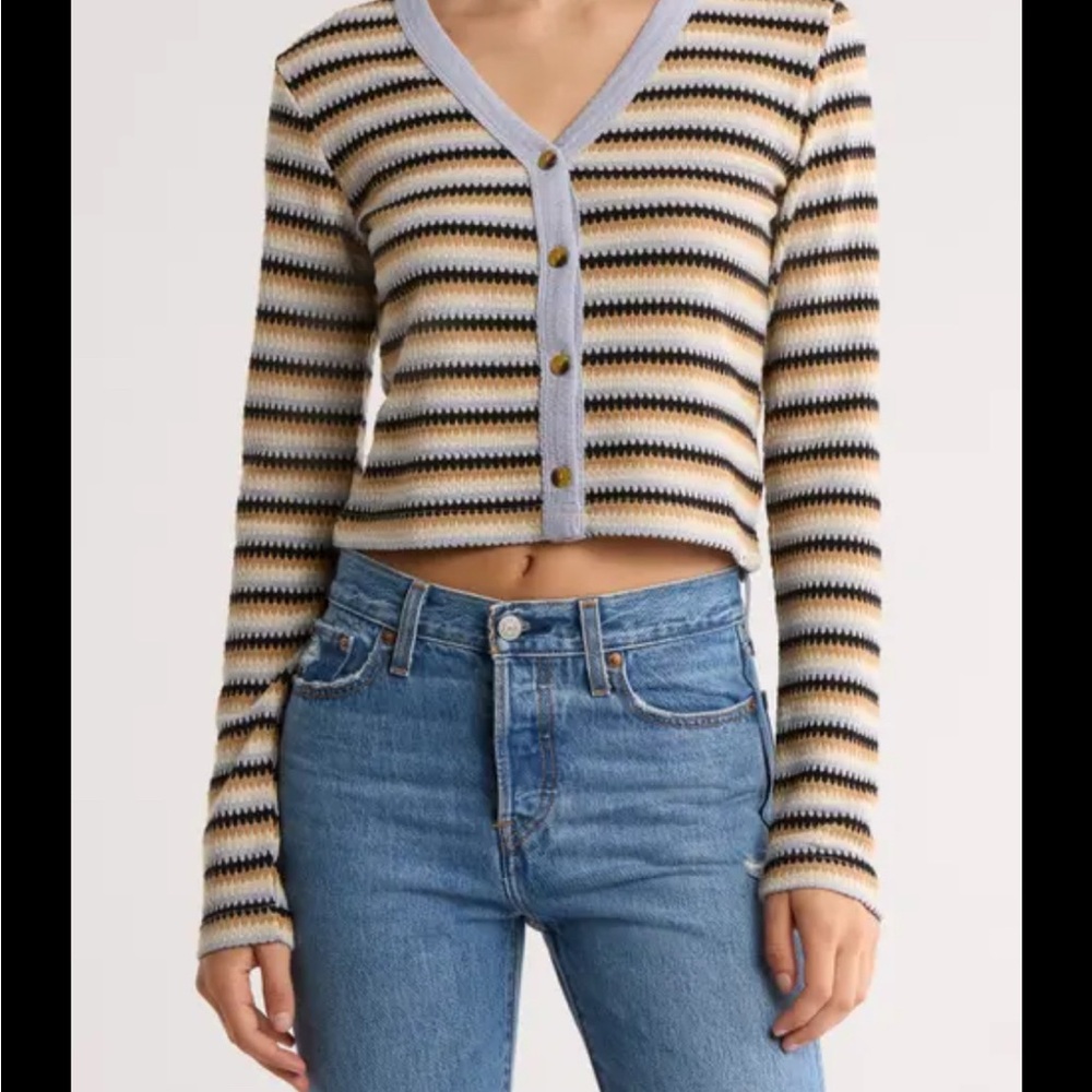 Rip Curl Multicolor Striped V-Neck Cardigan